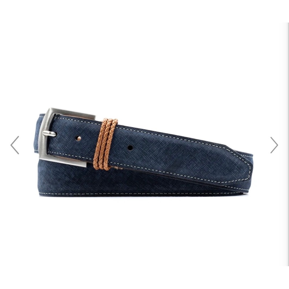 Martin Dingman Bermuda Braid Nubuck Navy Belt Size 34